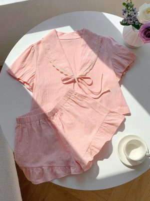 bộ mặc nhà đũi tay ngắn