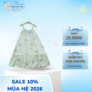 Váy ngủ hai dây thoáng mát vải lanh lụa mùa hè dễ thương