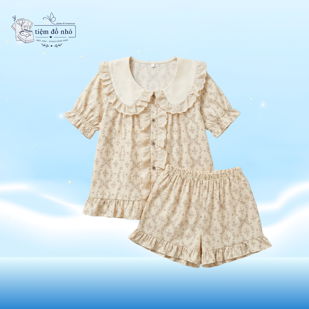 Bộ Đồ Ngủ Ren Cổ Bèo Vintage - Ảnh 3