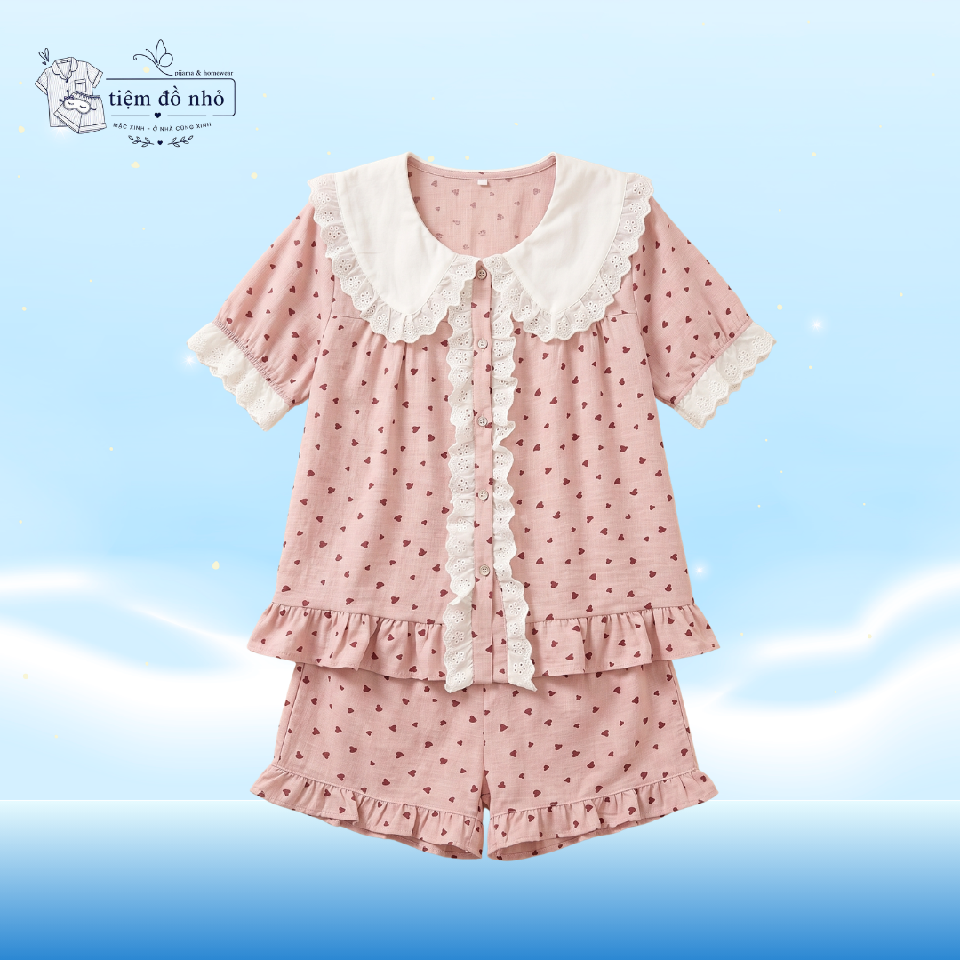 Bộ Đồ Ngủ Ren Cổ Bèo Vintage - Ảnh 2