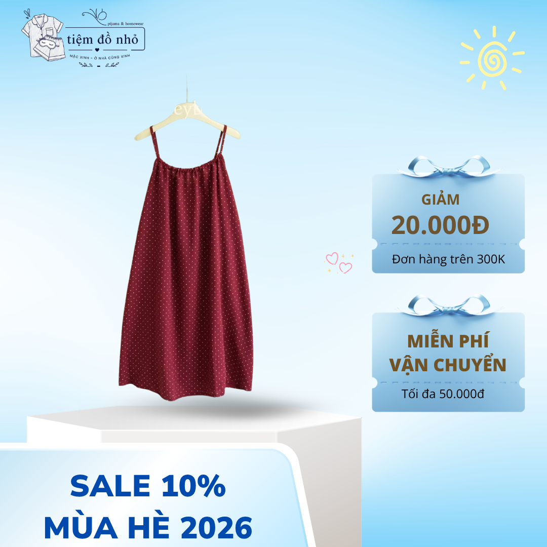 Váy ngủ lụa xốp mềm mịn mùa hè có nhiều hoạ tiết đáng yêu
