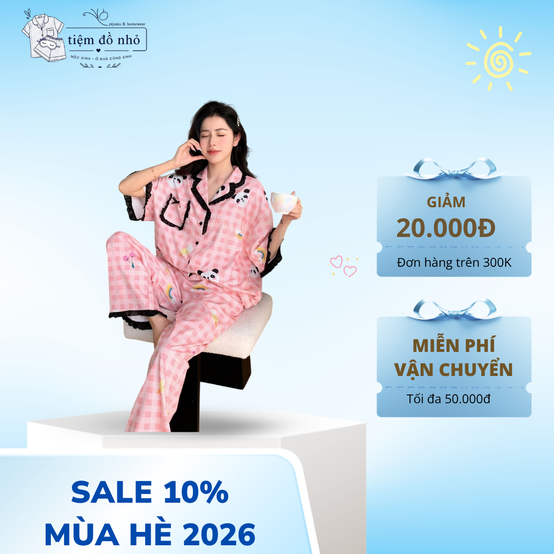 Bộ pijama nữ mặc nhà tay ngắn quần dài - Ảnh 2