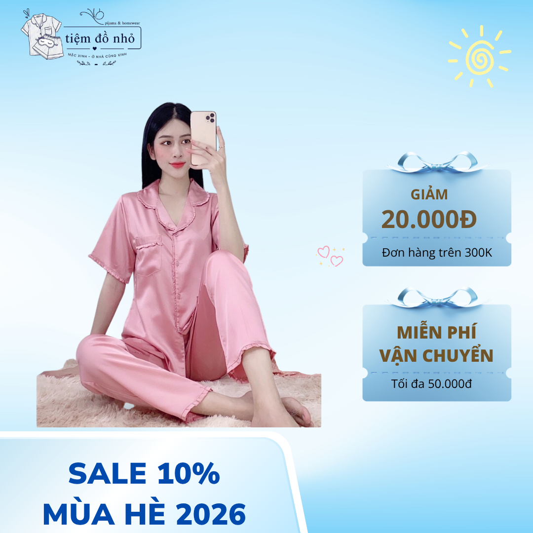 Bộ pijama nữ mặc nhà tay ngắn quần dài - Ảnh 4