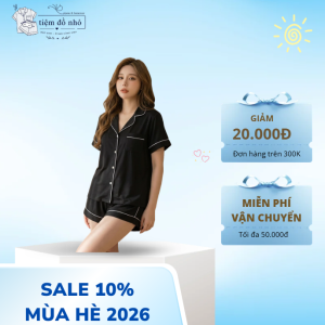Set Pijama Lụa Đen Viền Trắng Cao Cấp – Bộ Đồ Ngủ Nữ Mùa Hè Mềm Mịn, Thoáng Mát, Form Suông Thanh Lịch