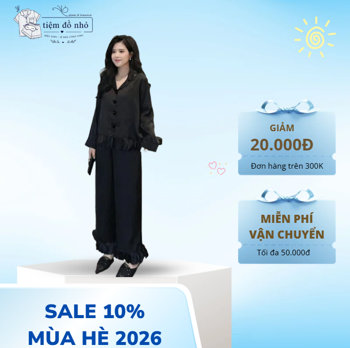 Bộ Pijama Lụa Hồng Pastel Dài Tay Cao Cấp Form Rộng Mềm Mại, Thanh Lịch Phối Bèo - Ảnh 3