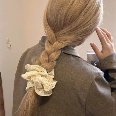 dây buộc tóc cute voan kem