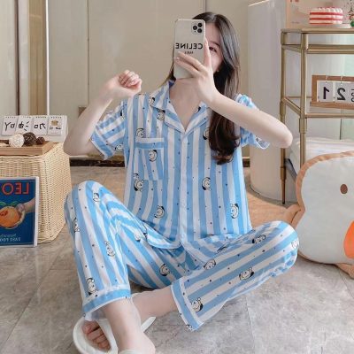 Bộ Đồ Ngủ Pijama Nữ Quần Dài Tay ngắn