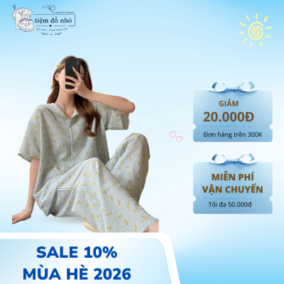 Set bộ Pijama nữ tay ngắn quần dài kẻ caro