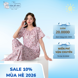 Bộ Pijama nữ tay ngắn quần dài hoa nhí