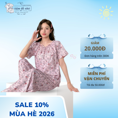 Bộ Pijama nữ tay ngắn quần dài hoa nhí