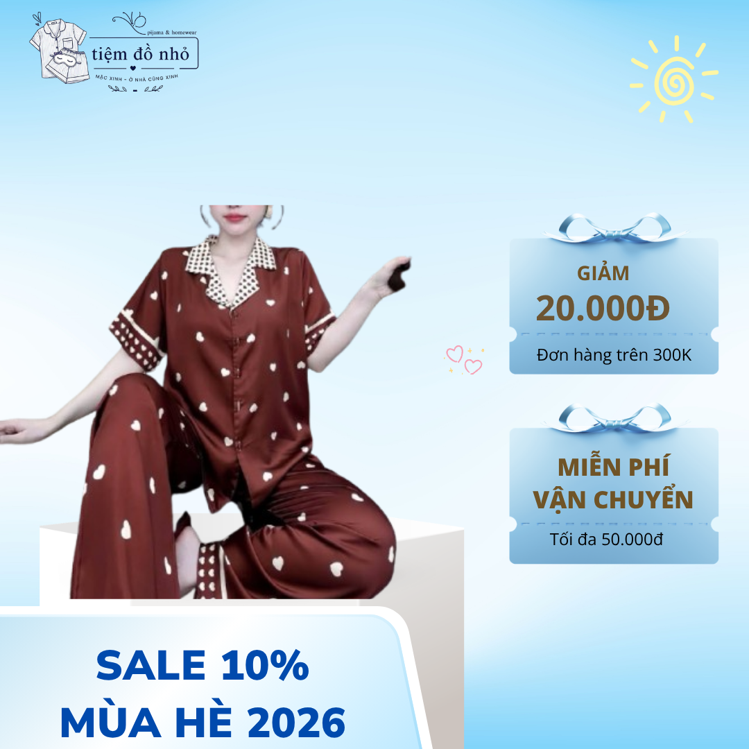 Bộ ngủ Pijama nữ quần dài tay ngắn phong cách tiểu thư - Ảnh 3