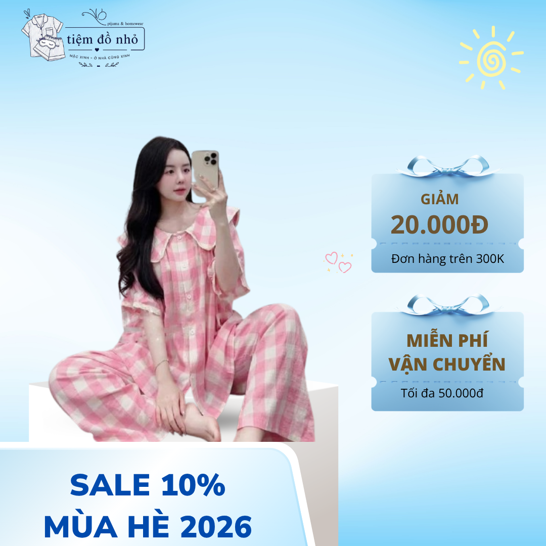 Bộ ngủ Pijama nữ quần dài tay ngắn phong cách tiểu thư - Ảnh 2