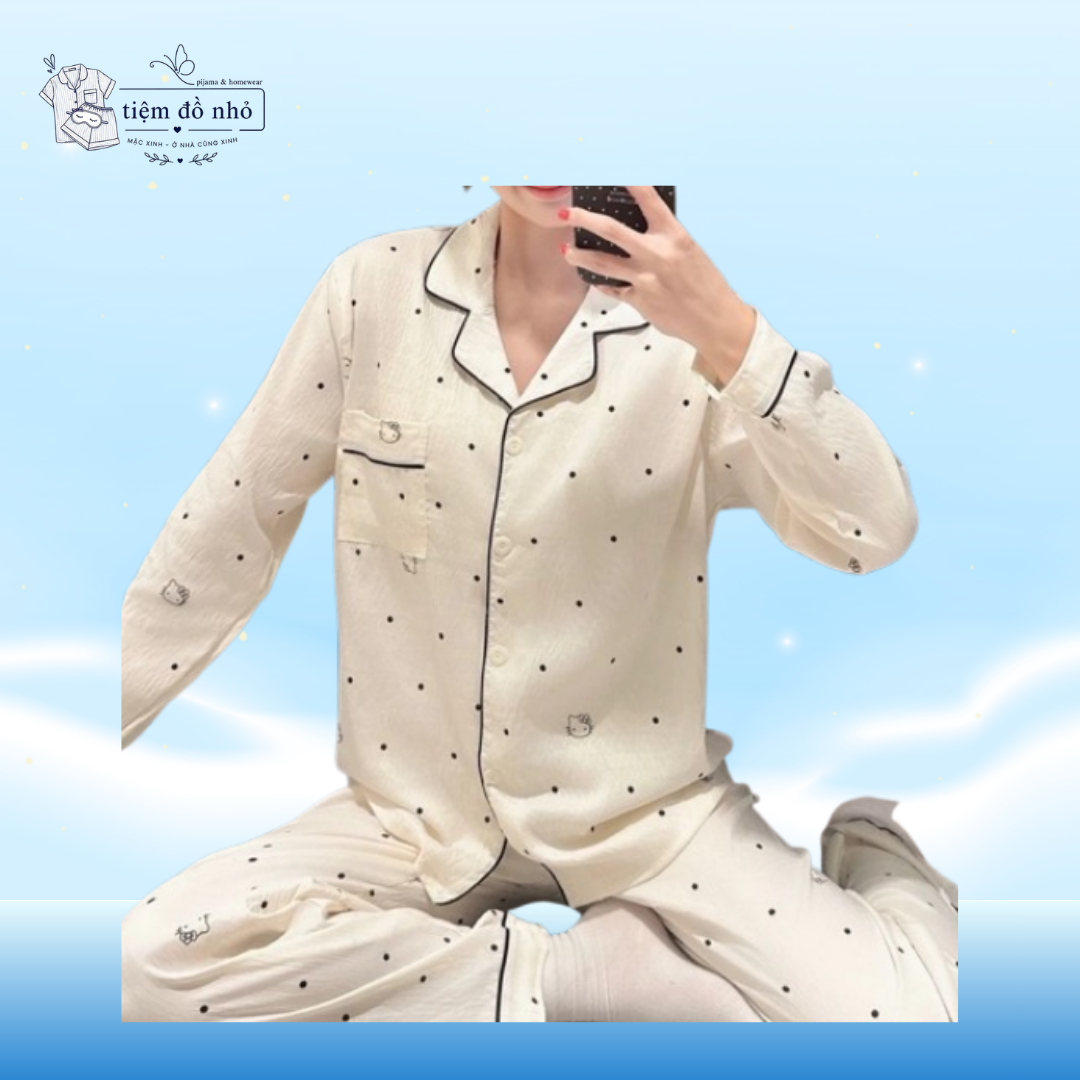 Bộ ngủ pijama nữ nhiều hoạ tiết dài tay mặc nhà chất đũi mềm mát 2026 - Ảnh 3