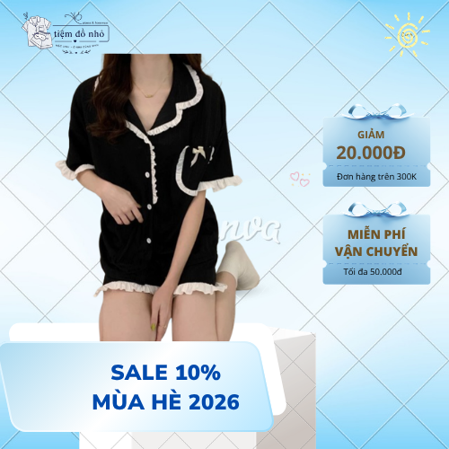 Đồ ngủ cao cấp màu đen ren nữ, phong cách mới xuân hè.